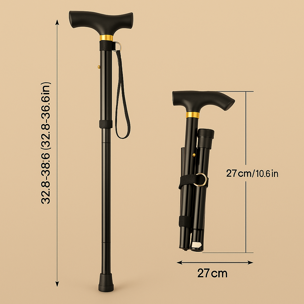 Foldable Walking Stick – Lightweight, Adjustable & Portable (by Novaimed)