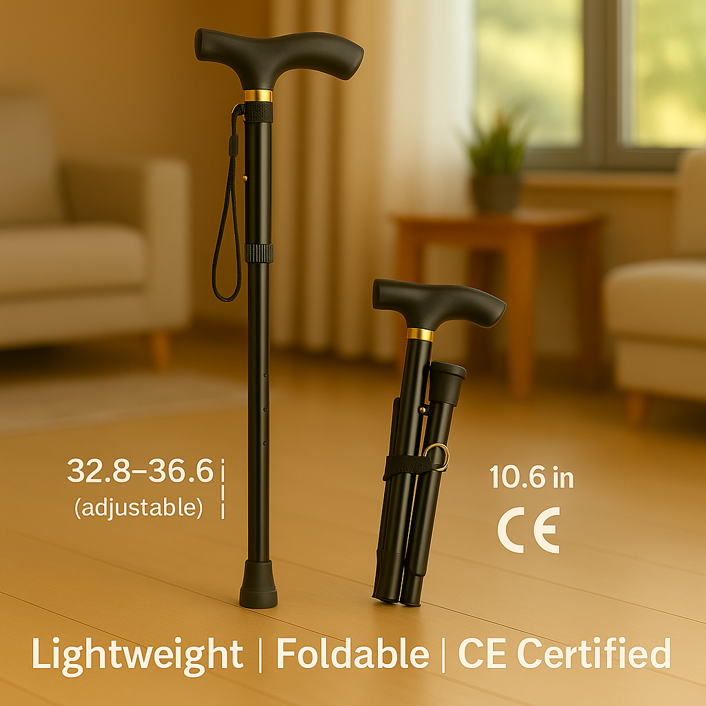 Foldable Walking Stick – Lightweight, Adjustable & Portable (by Novaimed)